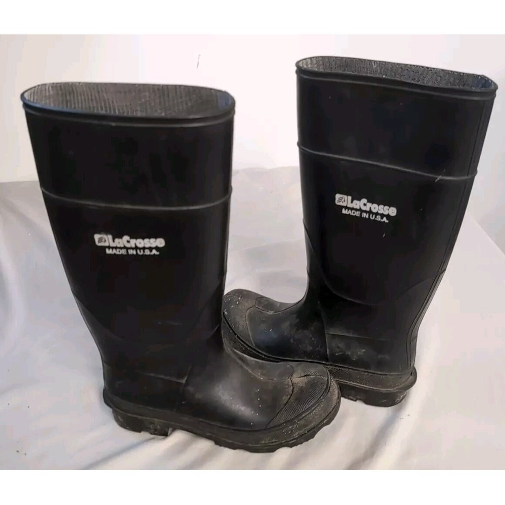 LaCrosse Rubber Boots Size 5‎ Made in U.S.A. Men's Black Muck Mud Fishing